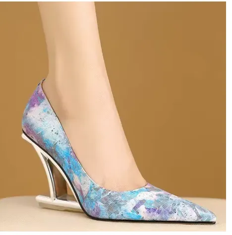 Women's Pointed Toe Pumps - Women's Totem Slip-On Shallow Pointed Toe Shaped Heel Pumps
