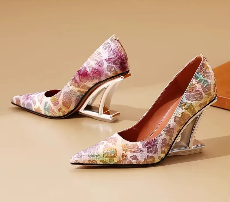 Women's Pointed Toe Pumps - Women's Totem Slip-On Shallow Pointed Toe Shaped Heel Pumps
