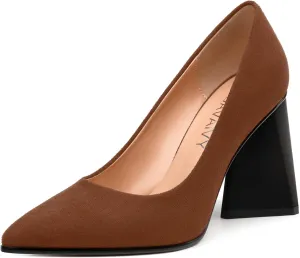 Women's Pumps, Pointed Closed Toe Chunky High Heels, Fashion Solid High Heel Shoes for Women
