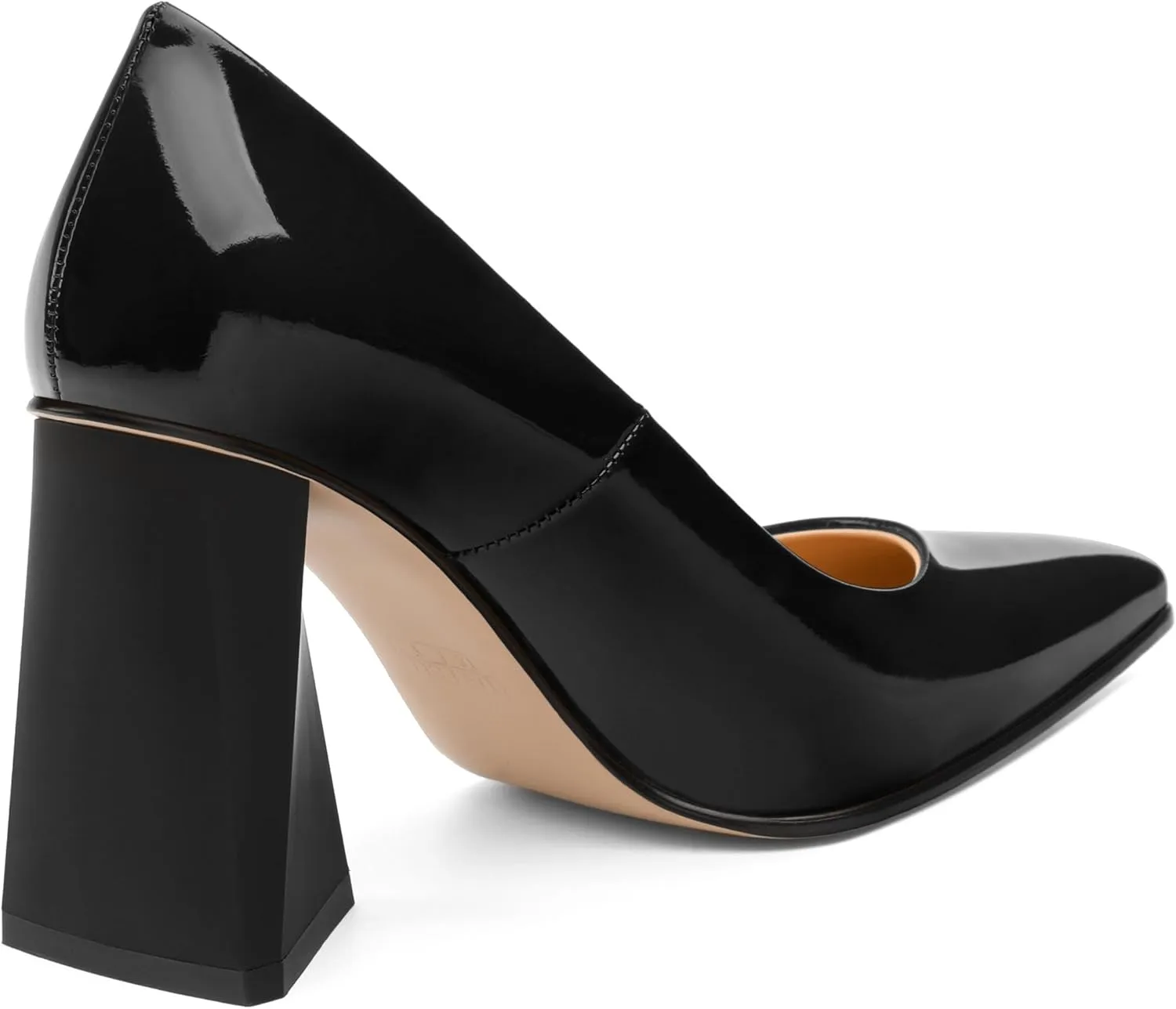 Women's Pumps, Pointed Toe Chunky Block Heel, Slip On Fashion Solid High Heel Shoes for Women