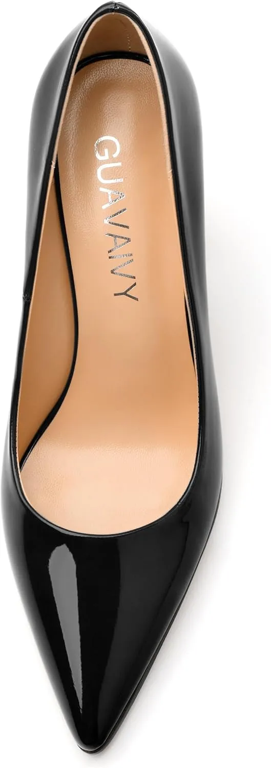Women's Pumps, Pointed Toe Chunky Block Heel, Slip On Fashion Solid High Heel Shoes for Women