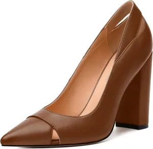 Women's Pumps, Pointed Toe High Heels Shoes for Women, Fashion Classic Pointed Toe High Chunky Heel Dress Pump Shoes