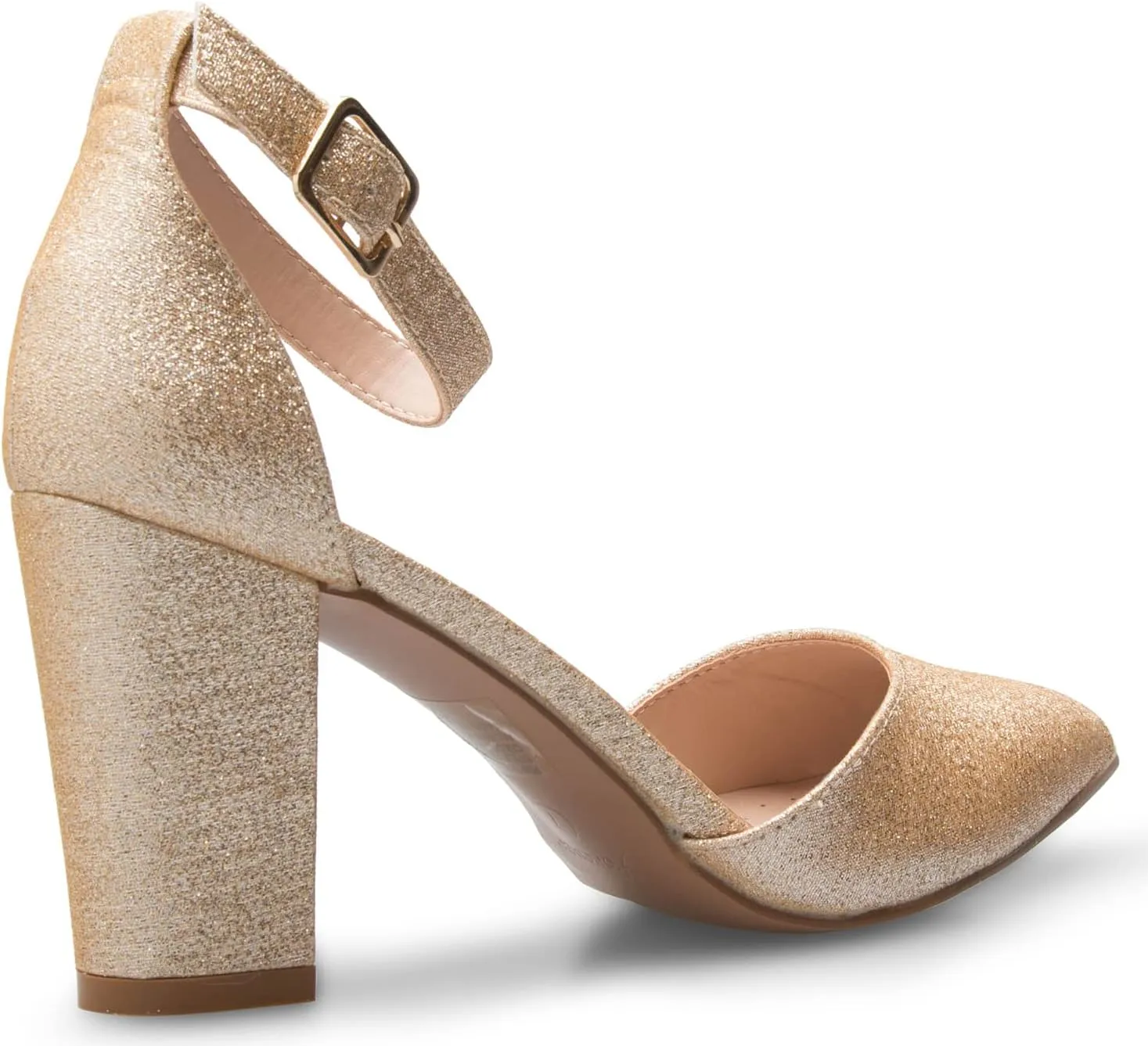 Women's Sexy D'Orsay Ankle Strap Pointed Toe Block Heel Pump - Classic, Comfortable