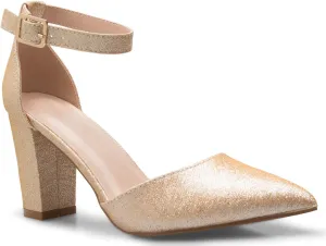 Women's Sexy D'Orsay Ankle Strap Pointed Toe Block Heel Pump - Classic, Comfortable