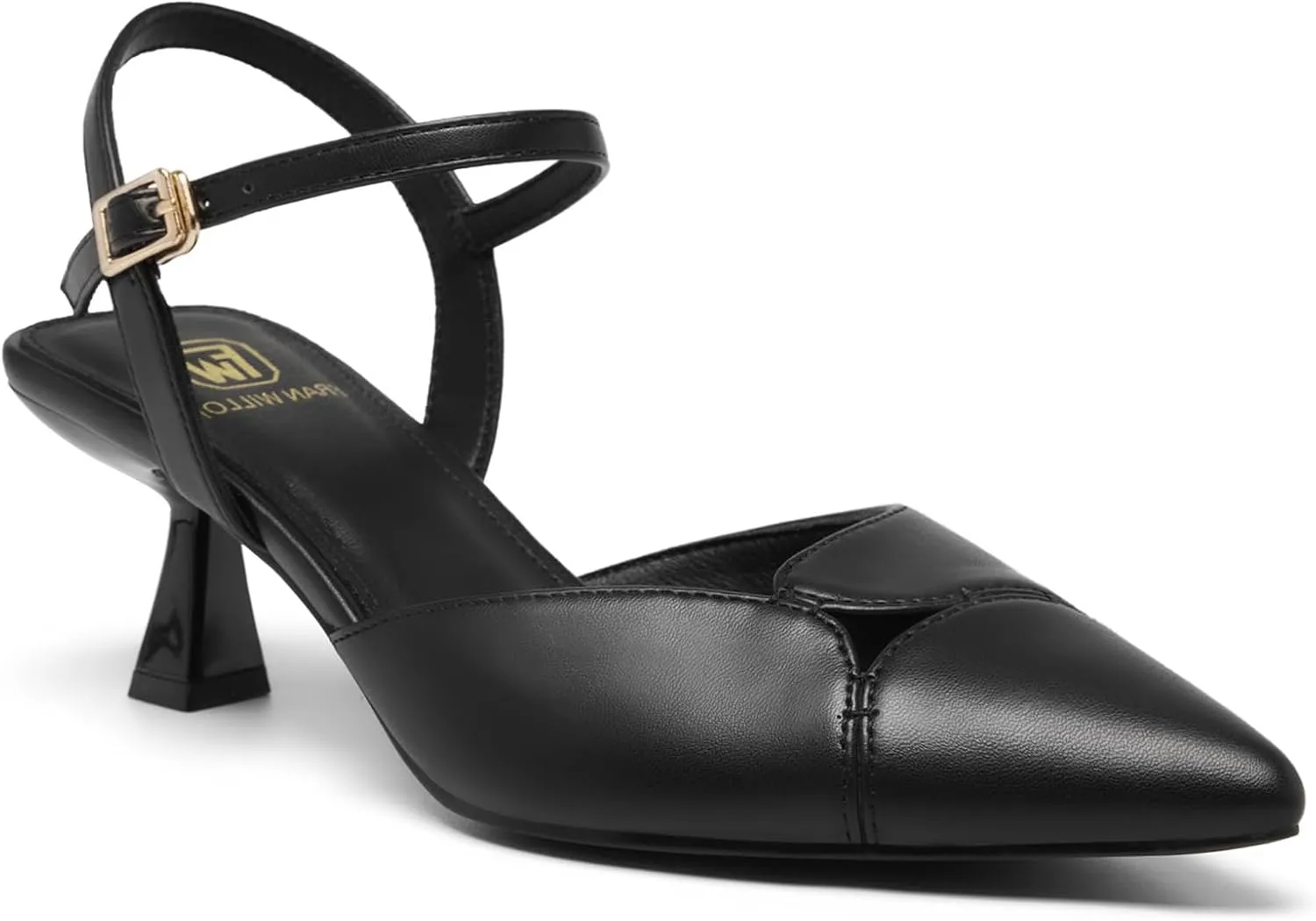 Women's Slingback Kitten Heels Closed Pointed Toe Pumps Dressy Strappy Ankle Office Low Heel Work Dress Shoes