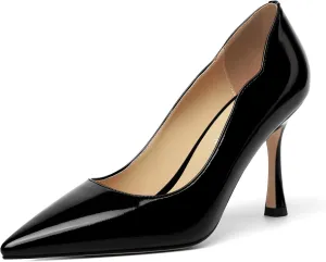 Womens Slip On Wedding Dress Pointed Toe Patent Stiletto High Heel Pumps Shoes 3.3 Inch