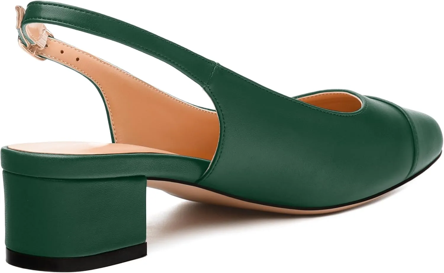 Womens Sqaure Toe Block Heel Slingback Pumps