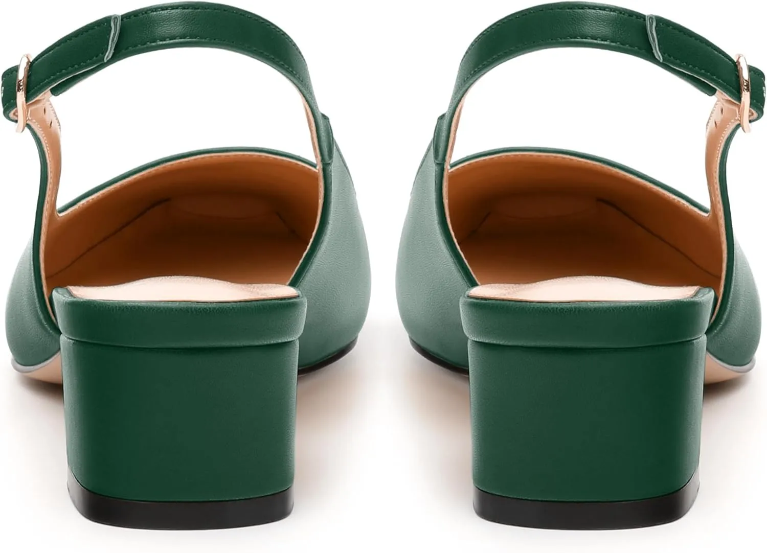 Womens Sqaure Toe Block Heel Slingback Pumps