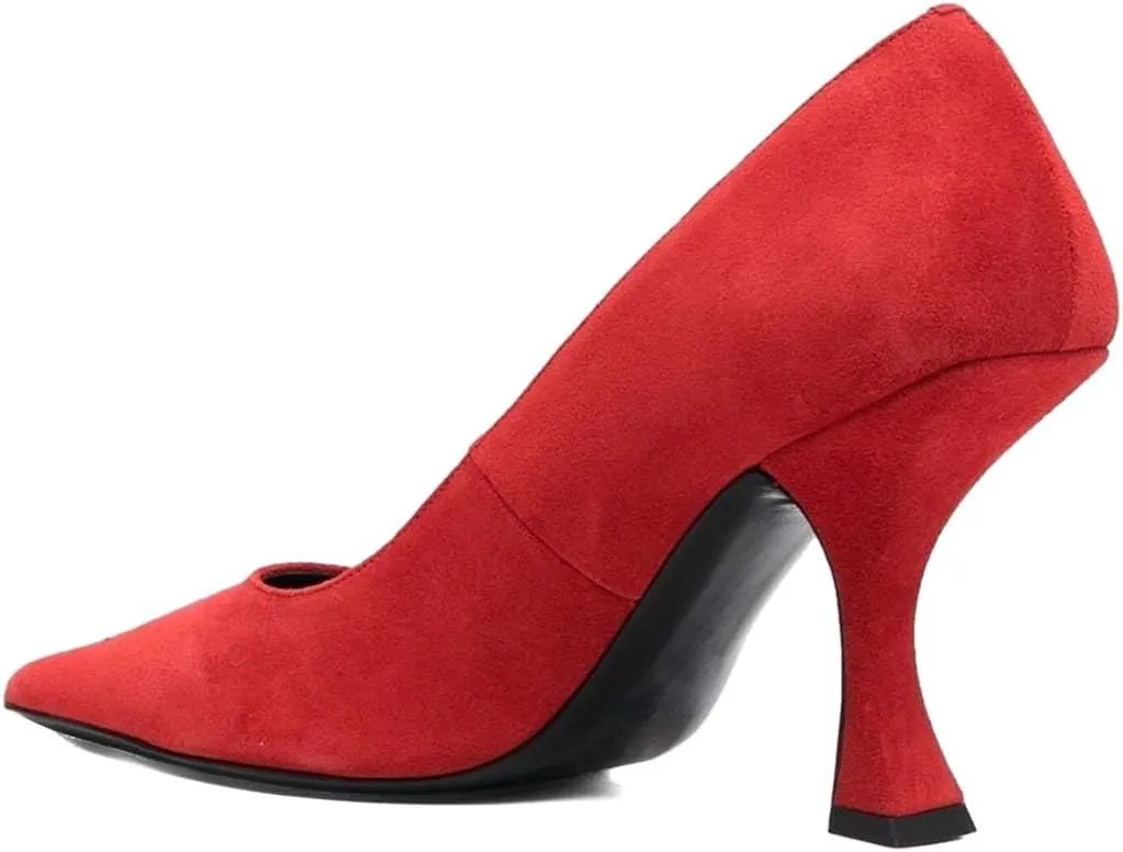 XYD Women Dress Classic Pumps Pointed Toe Mid High Flared Heels Slip On Office Lady Party Event Formal Shoes