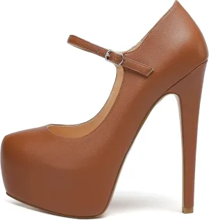 YODEKS Sexy Mary Jane Pointed Toe Platform High Heel Stiletto Pumps Ankle Strap Wedding Party Dress Shoes
