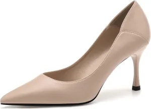 YooPrettyz Women Pointed Toe Dressy Pumps Shoes Polished Leather Office Pumps Foldable Back Slide Heels