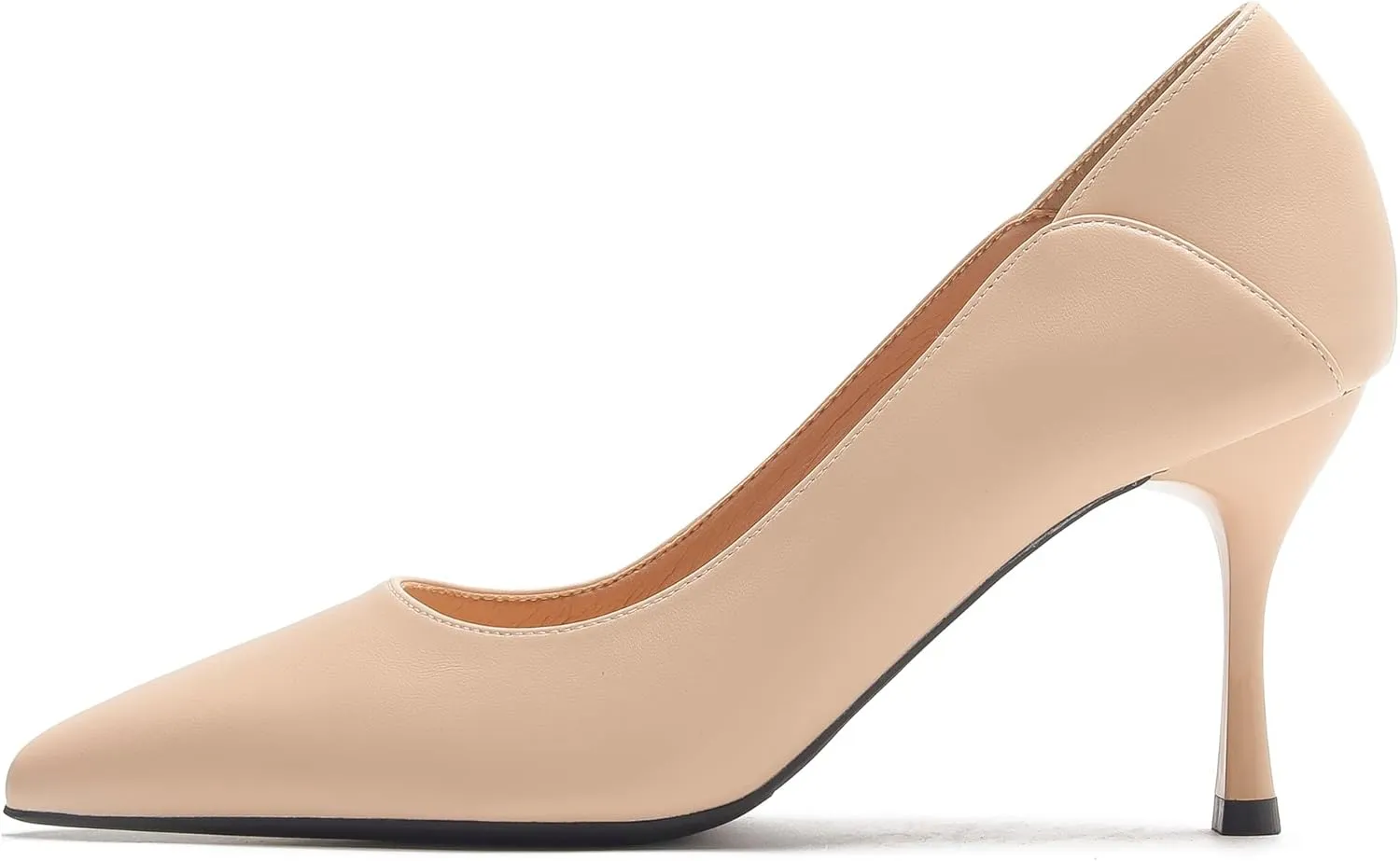 YooPrettyz Women Polished Leather Office Pumps Pointed Toe Kitten Heels Dressy Pumps Shoes Foldable Back Heels